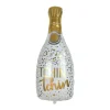 BALLON METALLISE BOUTEILLE CHAMPAGNE H.86CM CONFETTIS OR