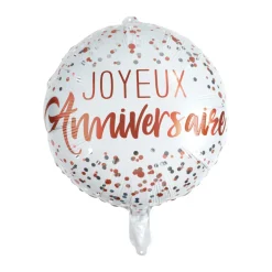 BALLON METALLISE JOYEUX ANNIVERSAIRE D.41CM ROSE GOLD