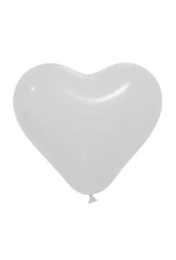 BALLON OPAQUE FORME COEUR X8 PIECES BLANC