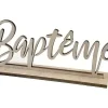 BAPTEME EN BOIS DECORATION SUR SOCLE