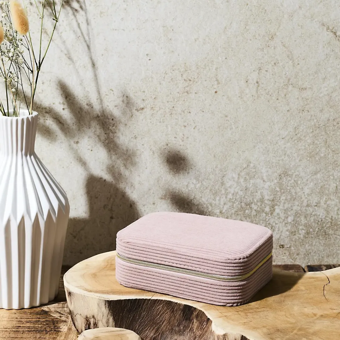 BOITE BIJOUX VELOURS COTELE RECTANGLE