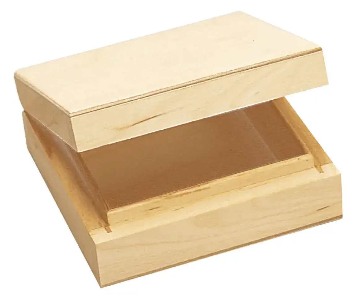 BOITE BOIS CARREE 10 X 10 X 3.7 CM
