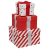 BOITE CADEAU ROUGE ET BLANC D.11X11X9CM