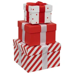 BOITE CADEAU ROUGE ET BLANC D.11X11X9CM