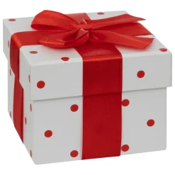 BOITE CADEAU ROUGE ET BLANC D.11X11X9CM