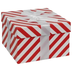 BOITE CADEAU ROUGE ET BLANC D.15X15X12CM