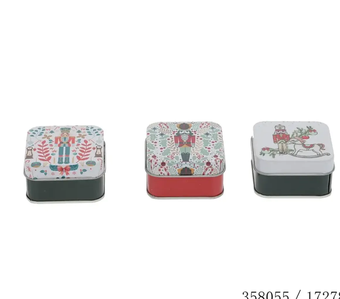 BOITE CADEAU 7X7X4CM METAL MOTIF CASSE NOISETTE