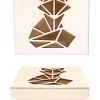 BOITE EN BOIS DECOUPE ORIGAMI RENARD 11.3 X 11.3 X 5CM
