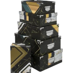 BOITE RECTANGLE GEOMETRIQUE NOIR D.44X31X15CM