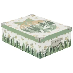 BOITE RECTANGLE GIVRE D HIVER D.32X21.5X11.8CM