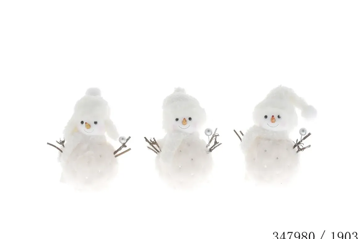 BONHOMME NEIGE FOURRURE BLANCHE 7X7X15.5CM