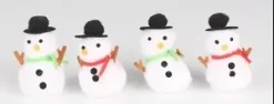 BONHOMMES DE NEIGE POMPONS ET FEUTRINE 7X3CM X4 PIECES
