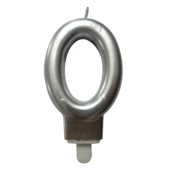 BOUGIE ANNIVERSAIRE CHIFFRE 0 H.7.5CM ARGENT