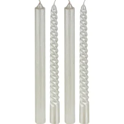 BOUGIE BATON X4 PIECES PAILLETTE TWIST BLANC 48G