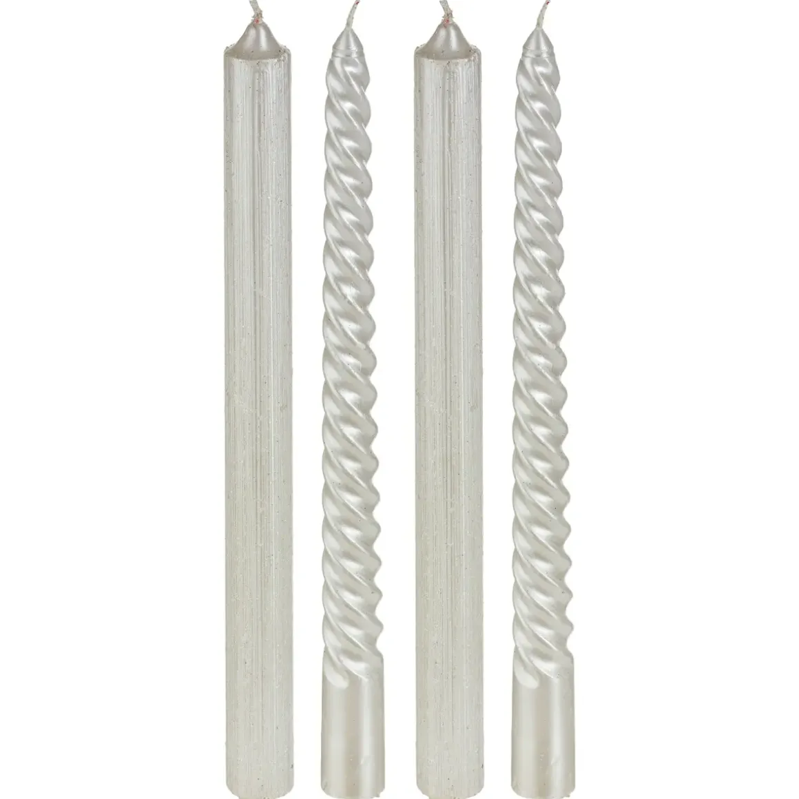 BOUGIE BATON X4 PIECES PAILLETTE TWIST BLANC 48G