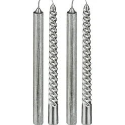 BOUGIE BATON X4 PIECES PAILLETTE TWIST ARGENT 48G
