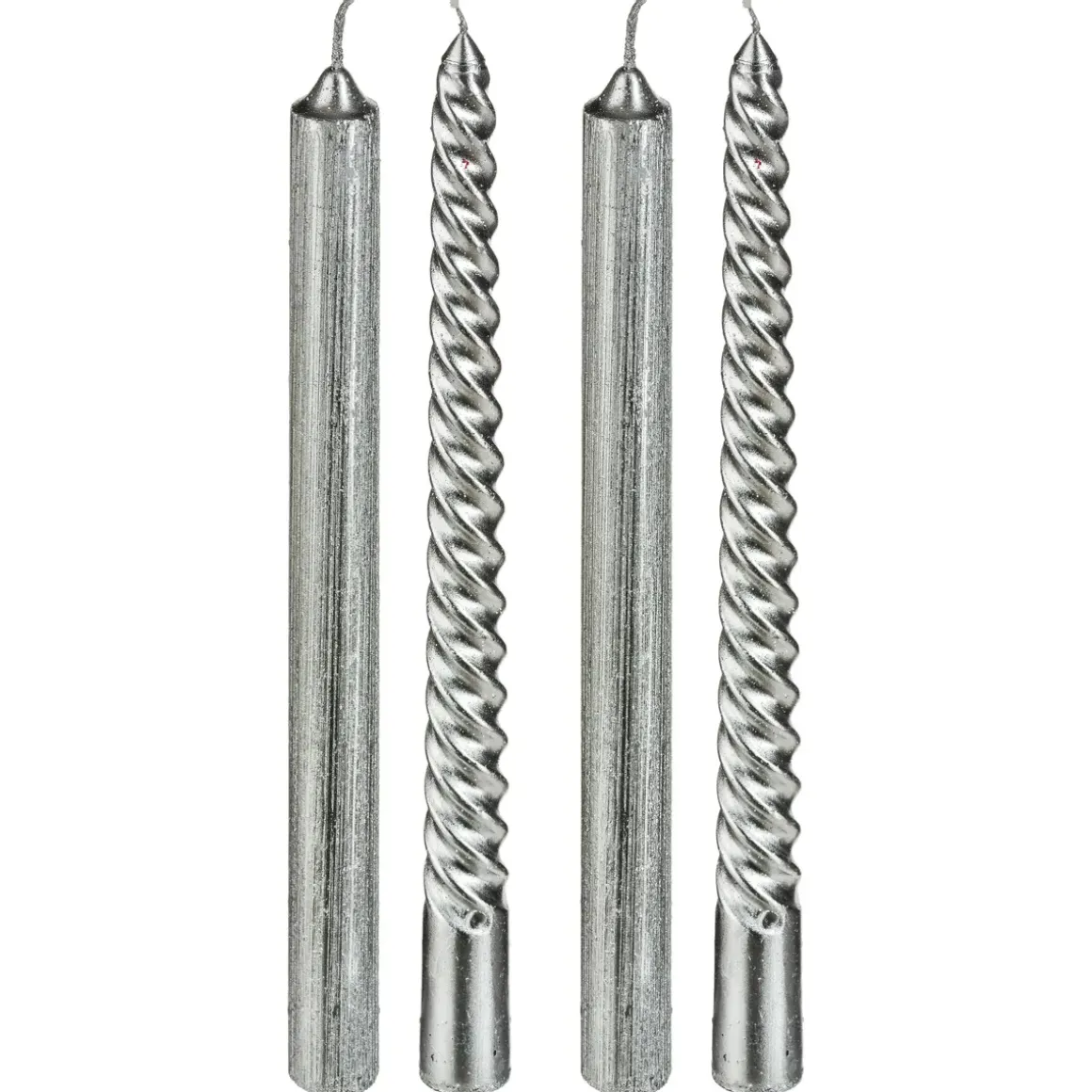BOUGIE BATON X4 PIECES PAILLETTE TWIST ARGENT 48G