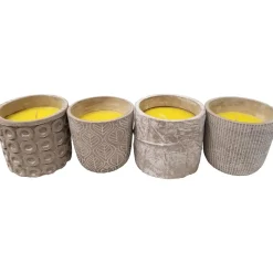 BOUGIE CITRONNELLE POT CIMENT ROND 4 MOTIFS GRIS