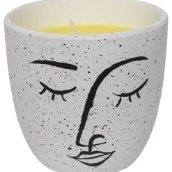 BOUGIE CITRONNELLE POT TERRACOTTA VISAGE GRAND MODELE BLANC