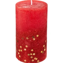 BOUGIE CYLINDRE PAILLETTE ROUGE 340G