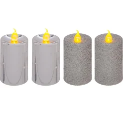 BOUGIE LED VOTIVE PAILLETTE METAL X4 PIECES ARGENT
