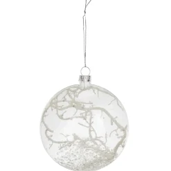 BOULE AVEC BRANCHES DOREES 8CM
