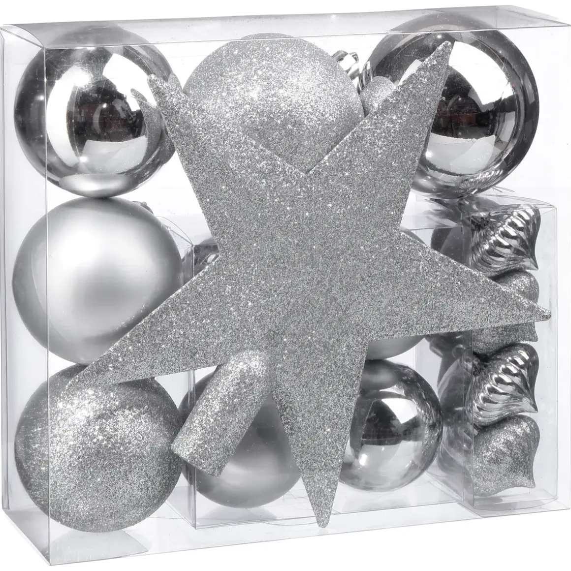 BOULE DE NOEL KIT 18 PIECES ARGENT