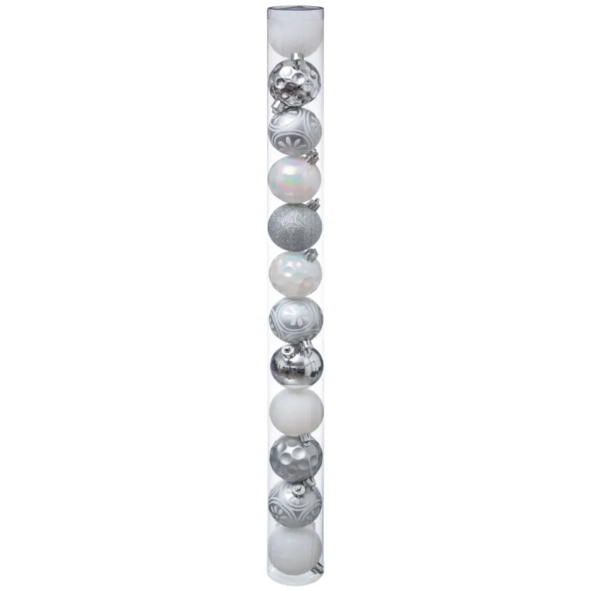 BOULE DE NOEL 60MM X12 PIECES NEIGE ARGENT BLANC