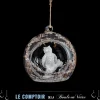 BOULE DE NOEL OUVERTE VERRE AVEC ECUREUIL 8CM