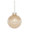 BOULE DE NOEL PLASTIQUE PAILLETTE OR PERLE 8CM