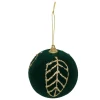 BOULE DE NOEL VELOURS VERTE FEUILLE 8CM