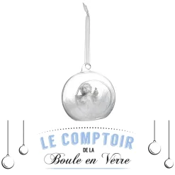 BOULE DE NOEL VERRE ANGE PLUME 8CM