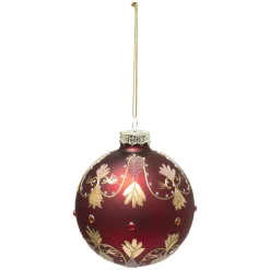 BOULE DE NOEL VERRE 8CM BAROQUE ROUGE