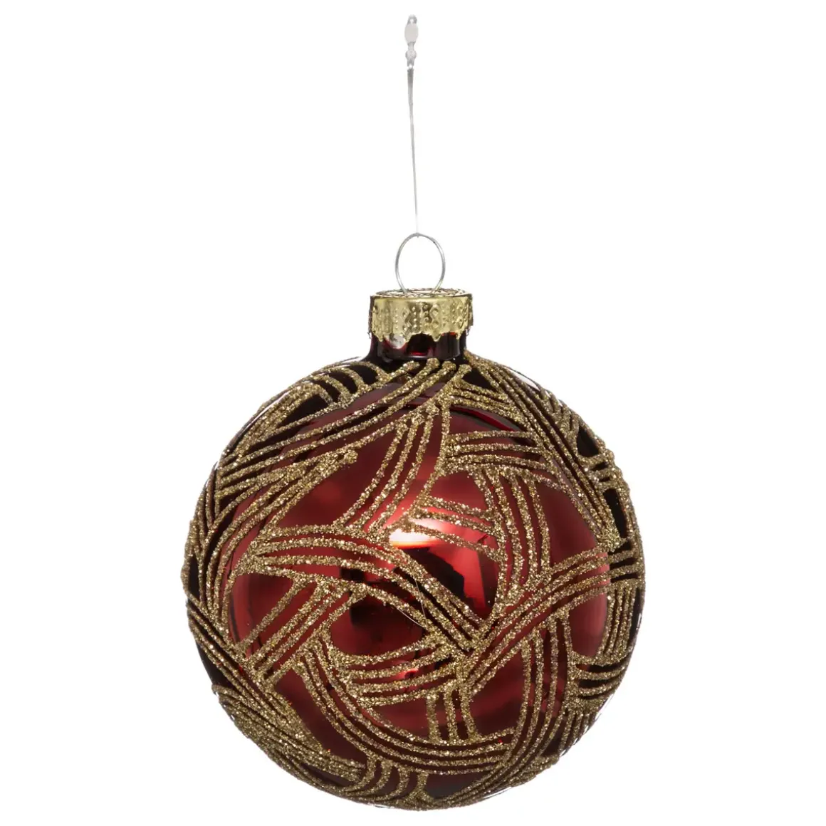 BOULE DE NOEL VERRE 7CM PAILLETTE VAGUES
