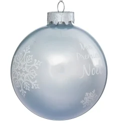 BOULE DE NOEL VERRE ENFANT BLEUE 80MM