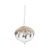 BOULE DE NOEL VERRE FORME OIGNON ORNEMENTS OR 8CM
