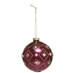 BOULE DE NOEL VERRE LOSANGES 8CM