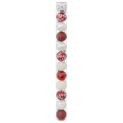 BOULE DE NOEL X12 PIECES ROUGE BLANC 6CM