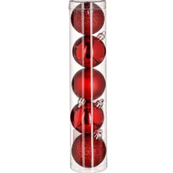 BOULE DE NOEL X5 PIECES ROUGE 5CM
