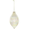 BOULE EN VERRE DOREE IRISEE FORME ALLONGEE 8CM