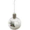 BOULE LED MERRY CHRISTMAS AVEC NEIGE ET HOUX D.8CM