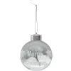 BOULE LED MERRY CHRISTMAS AVEC NEIGE ET HOUX D.8CM