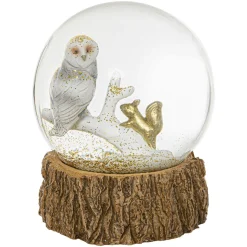 BOULE NEIGE HIBOU 8CM
