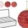 BOULE NOEL 80MM ROUGE BLANC 4