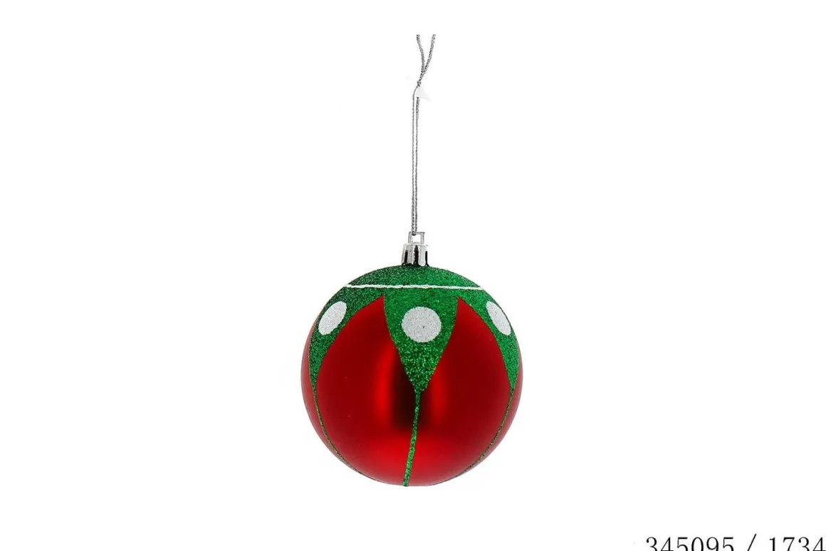 BOULE NOEL ROUGE ET VERTE 8CM