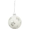 BOULE NOEL VERRE BLANCHE ET ARGENTE 8CM