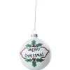 BOULE NOEL VERRE BLANCHE HOUX D.8CM