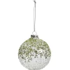 BOULE NOEL VERRE ETOILES VERTES 8CM