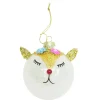 BOULE NOEL VERRE RENNE DORE D.8CM