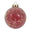 BOULE NOEL VERRE ROUGE ETOILES OR